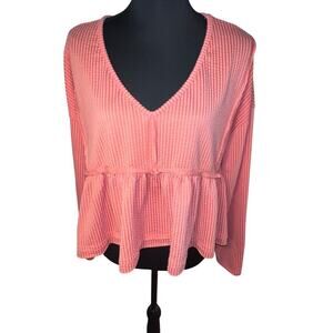 Altered State Womens Size L Crop Ruffle Elastic Stretch Longsleeve Boxy Oversize